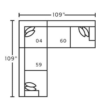 Layout A:  Three Piece Sectional 109" x 109"