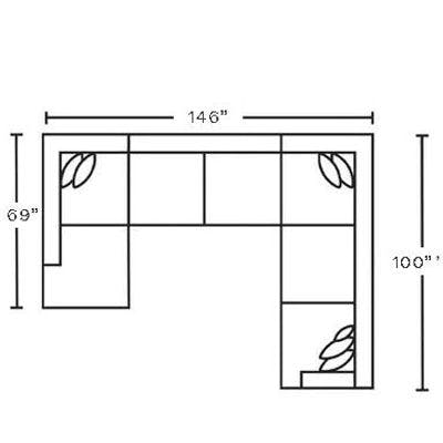 Layout F: Four Piece Sectional 69" x 146" x 100"