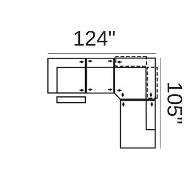 Layout E: Four Piece Sectional 124" x 105"