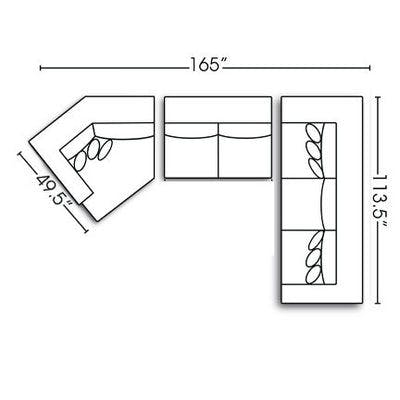 Layout A:  Four Piece Sectional. 165" x 113.5"