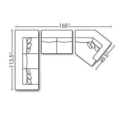 Layout B: Four Piece Sectional 113.5" x 165"