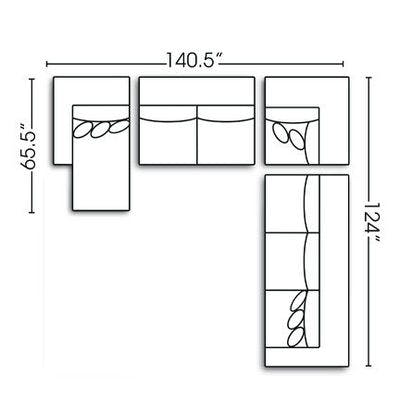 Layout F: Four Piece Sectional 66.5" x 140.5" x 124"