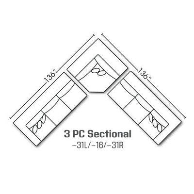 Layout G: Three Piece Sectional 136" x 136"