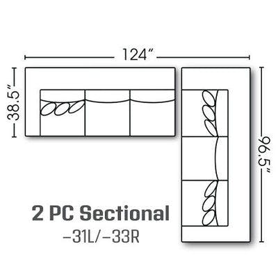 Layout I: Two Piece Sectional 124" x 96.5"