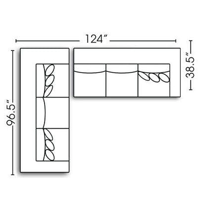 Layout H:  Two Piece Sectional 96.5" x 124"