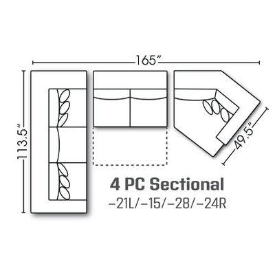 Layout A:  Four Piece Sleeper Sectional 113.5" x 165"