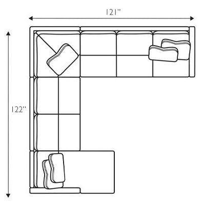 Layout E:  Four Piece Sectional 122" x 121"