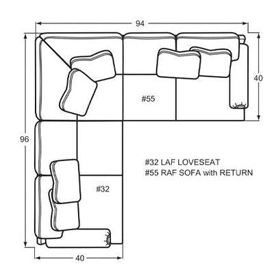 Layout A:  Two Piece Sectional 96" x 94"