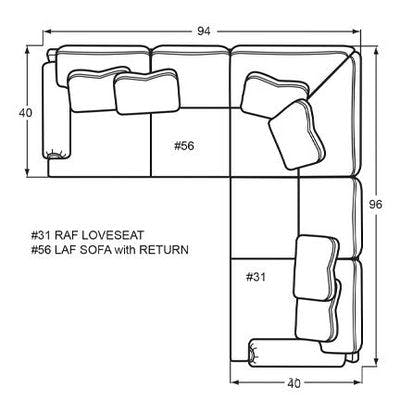 Layout B: Two Piece Sectional 94" x 96"