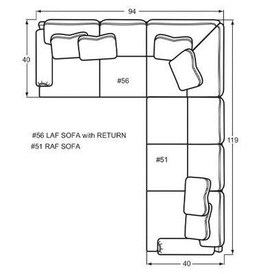 Layout C: Two Piece Sectional 94" x 119"