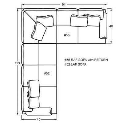 Layout D:  Two Piece Sectional 119" x 94"