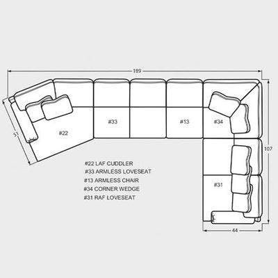 Layout B: Five Piece Sectional 189" x 107"
