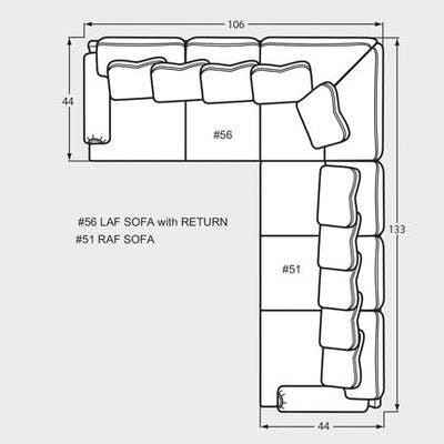 Layout C: Two Piece Sectional 106" x 133"
