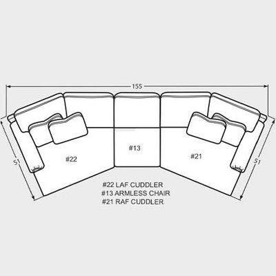 Layout E: Three Piece Sectional 51" x 155"
