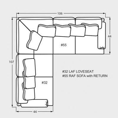 Layout F: Two Piece Sectional 107" x 106"