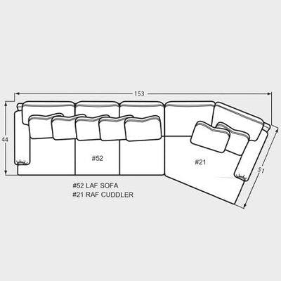 Layout J: Two Piece Sectional 44" x 153" x 51"