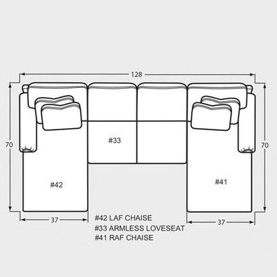 Layout N: Three Piece Sectional 70" x 128"