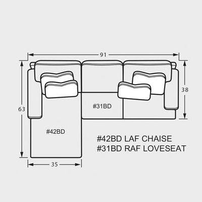 Layout E: Two Piece Sectional 63" x 91"