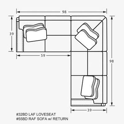 Layout B: Two Piece Sectional 98" x 98"