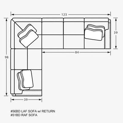 Layout C: Two Piece Sectional 98" x 123"