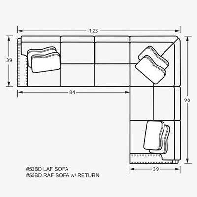 Layout D:  Two Piece Sectional 123" x 98"