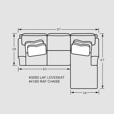 Layout A:  Two Piece Sectional 97" x 67"