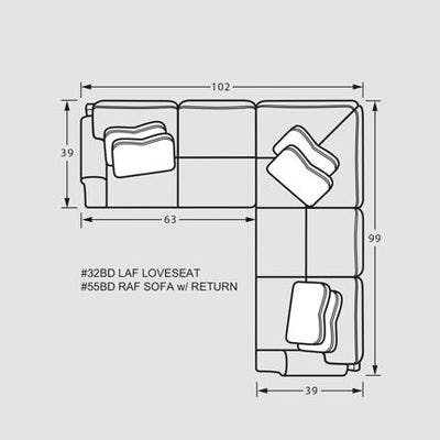 Layout E: Two Piece Sectional 102" x 99"