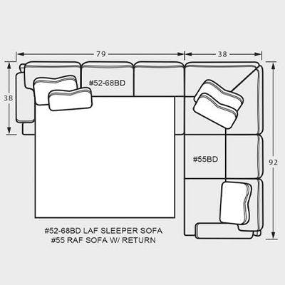 Layout A:  Two Piece Sleeper Sectional 117" x 92"
