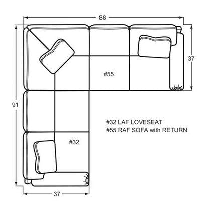 Layout A:  Two Piece Sectional 91" x 88"