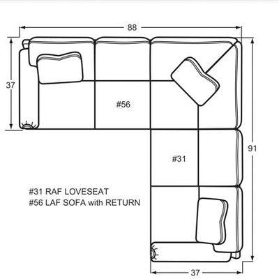 Layout B:  Two Piece Sectional 88" x 91"
