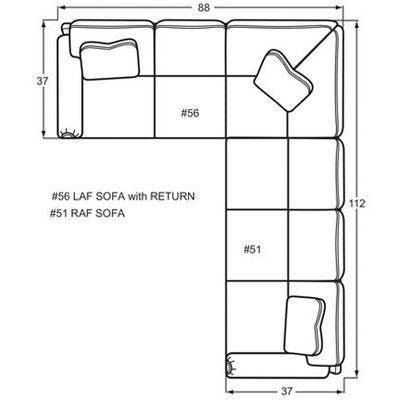 Layout D:  Two Piece Sectional 88" x 112"