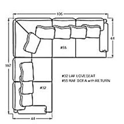 Layout A: Two Piece Sectional 107" x 106"