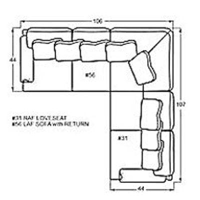 Layout B: Two Piece Sectional 107" x 106"