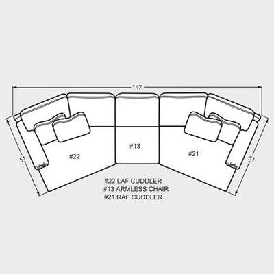 Layout E: Three Piece Sectional 51" x 147" x 51"