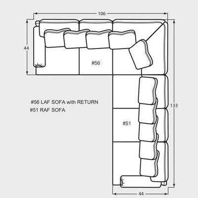 Layout G: Two Piece Sectional 106" x 133"