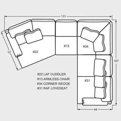 Layout H: Four Piece Sectional 131" x 107"