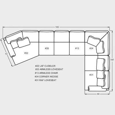 Layout M: Five Piece Sectional 51" x 185" x 107"