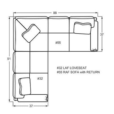Layout A:  Two Piece Sectional 91" x 88"