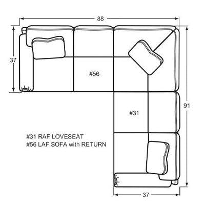 Layout B:  Two Piece Sectional 88" x 91"