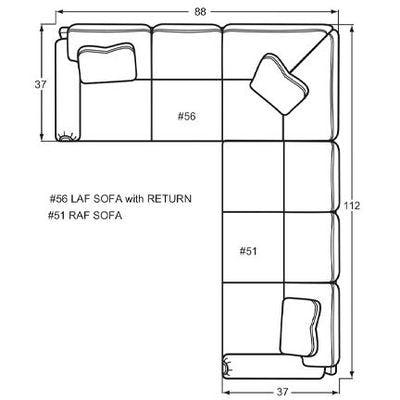 Layout D:  Two Piece Sectional 88" x 112