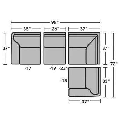 Layout G: Four Piece Sectional 98" x 72"
