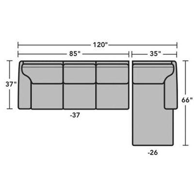Layout H: Two Piece Sectional 120" x 66"