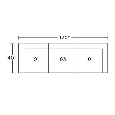 Layout A:  Three Piece Sectional 40" x 120"