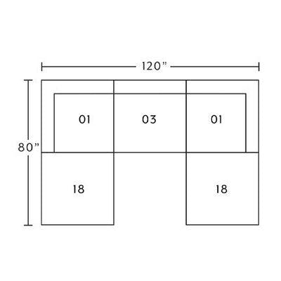 Layout C: Five Piece Sectional 80" x 120"