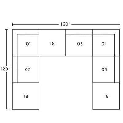 Layout G:  Eight Piece Sectional 120" x 160" x 120"