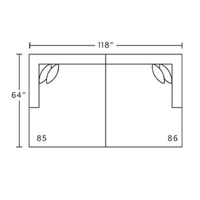 Layout C:  Two Piece Sectional 64" x 118"