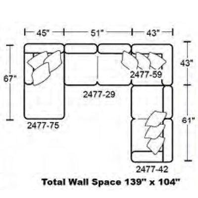 Layout D:  Four Piece Sectional 68" x 139" x 104"