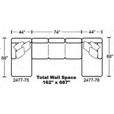 Layout E:  Three Piece Sectional 68" x 172" x 68"