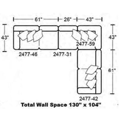 Layout J:  Four Piece Sectional 130" x 104"
