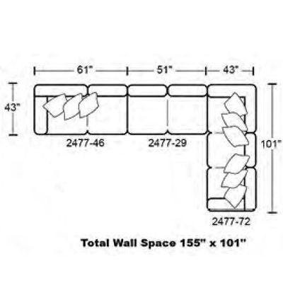 Layout M:  Four Piece Sectional 155" x 101"